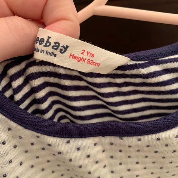 Navy polka dot and stripe dress NWOT - Picture 3 of 3